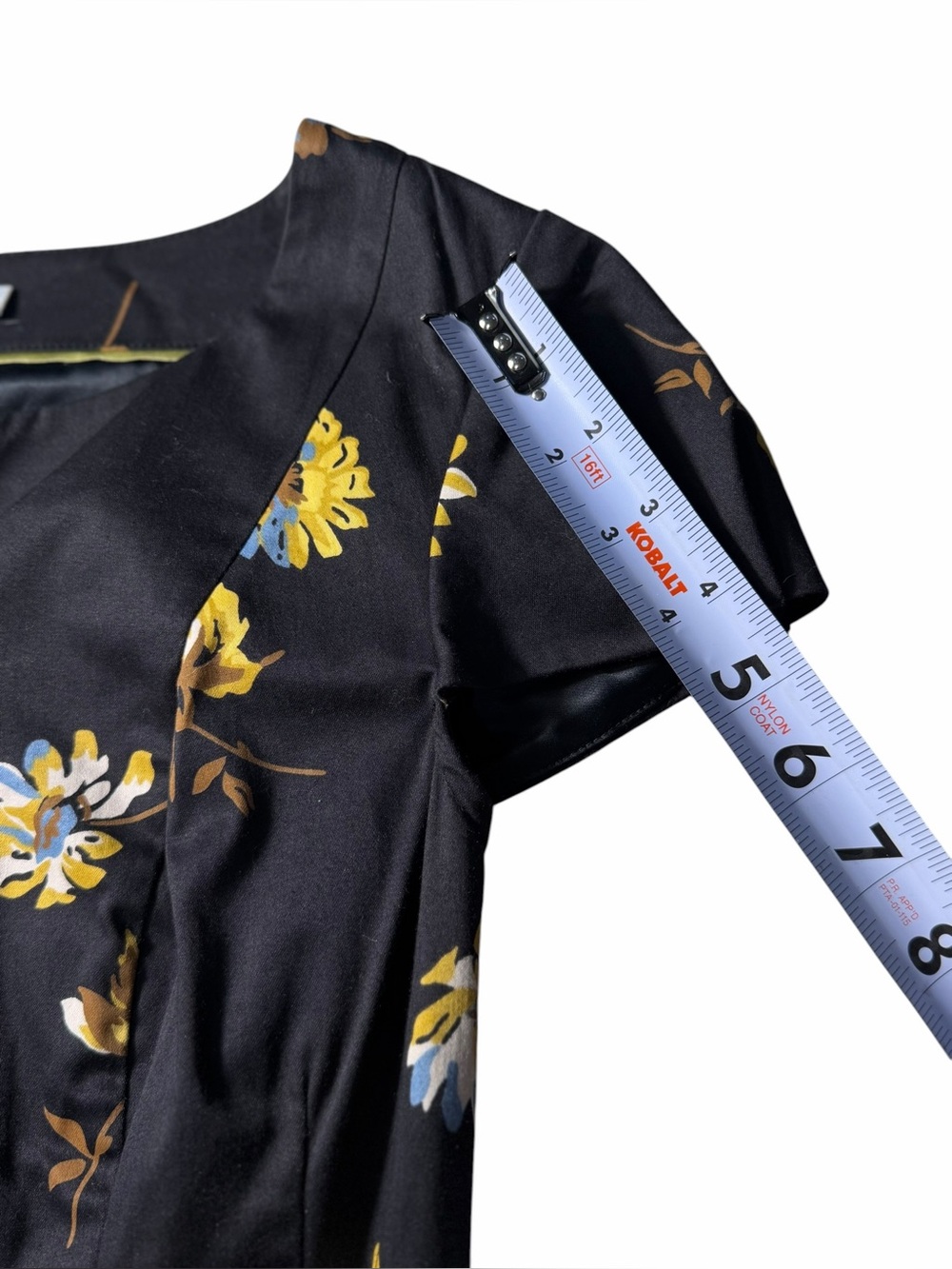 Boden Floral Black Belted Pencil Skirt Dress With Slit And Side Pocket Women 6R - Picture 9 of 14